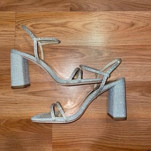 Badgley Mischka Silver Rhinestone Heels